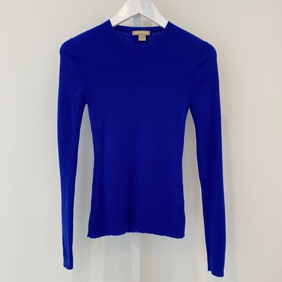 MICHAEL KORS BLUE CASHMERE SWEATER SIZE X-SMALL - Picture 7 of 16